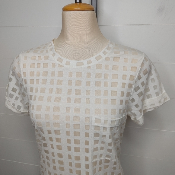 Club Monaco Marlana window pane sheer tee size XS - Picture 2 of 10